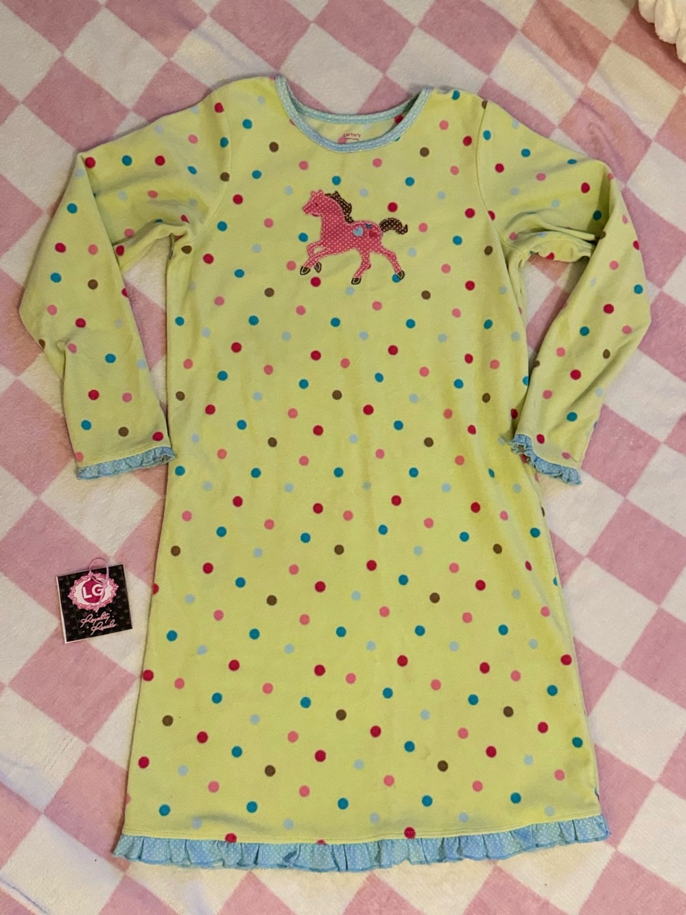 Carter's Yellow Polka Dot Horse Nightgown